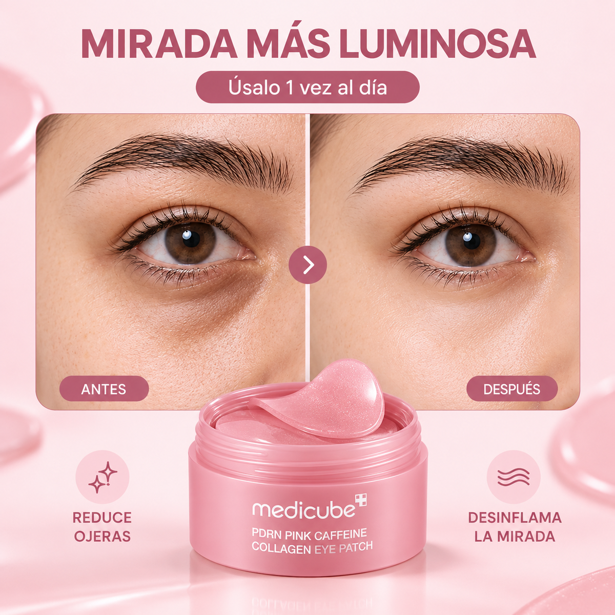 Parches de Ojos · PDRN Pink con Cafeína y Colágeno Coreano