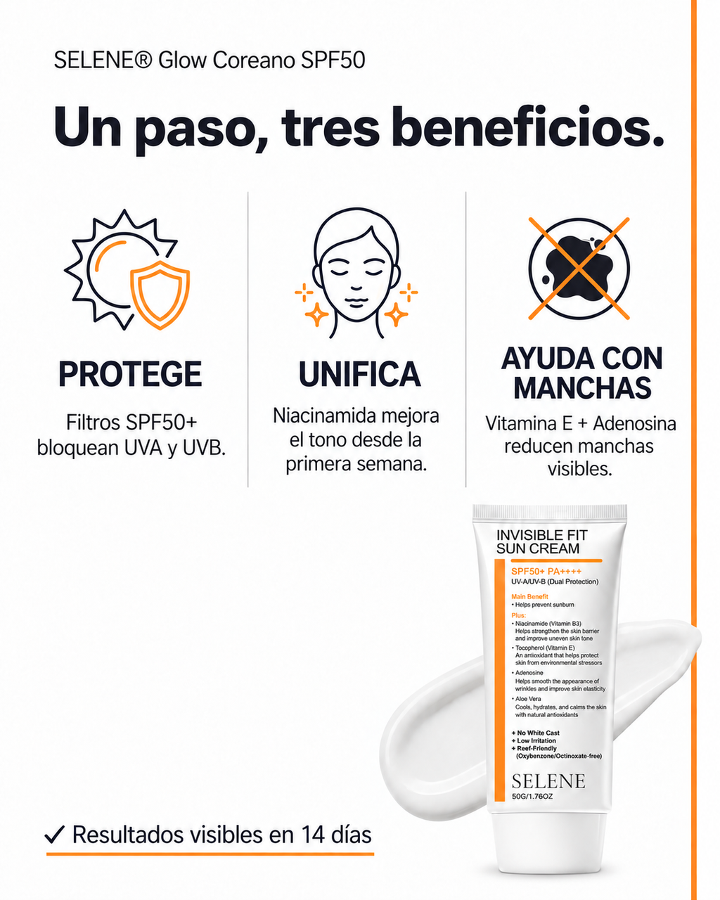 Selene® Bloqueador LINDONIA Glow Coreano SPF50